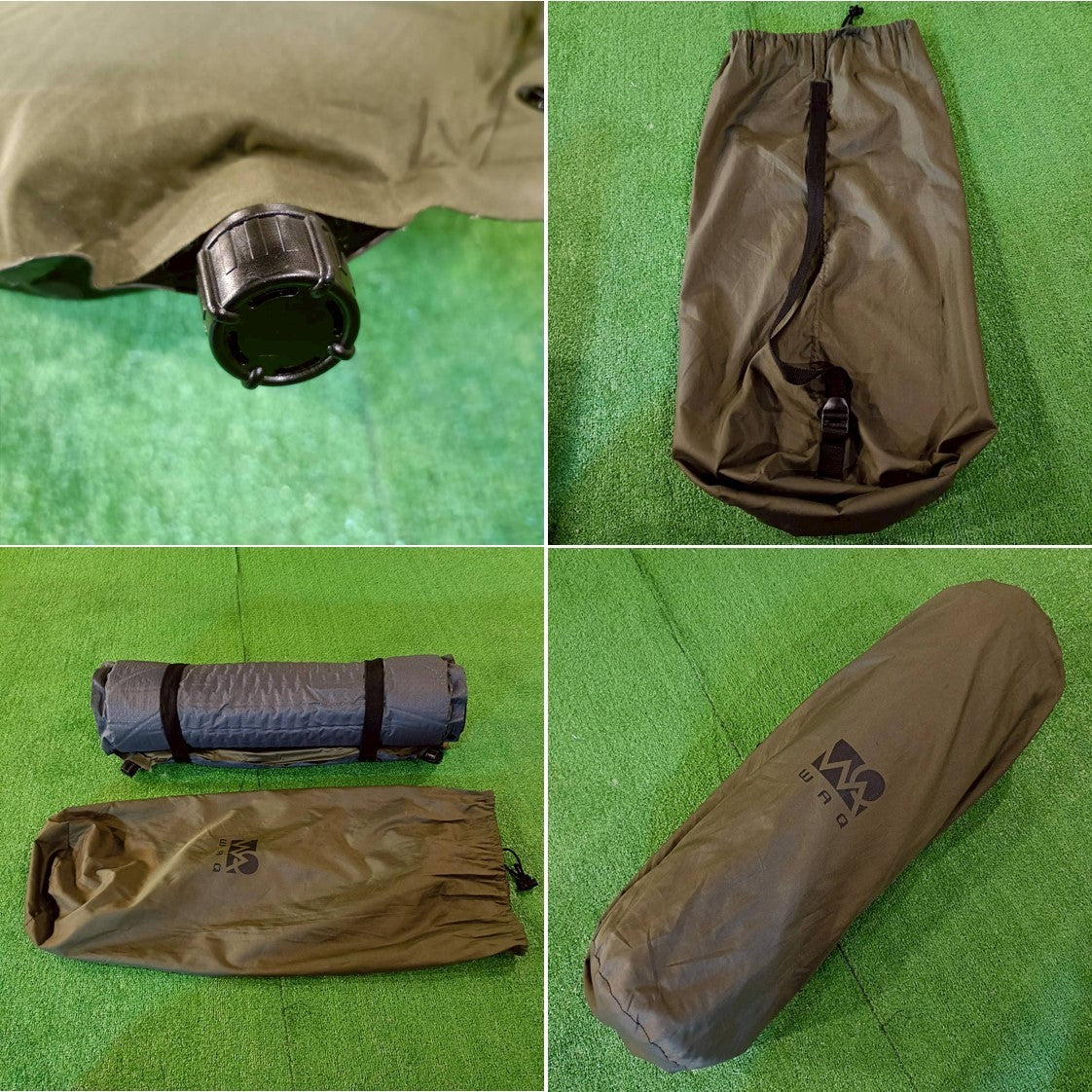 ◆WAQ(ワック)  インフレータブル式マット(オリーブ) シングル 同モデルで連結可能 厚み：8cm