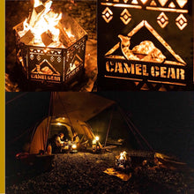 Load image to gallery viewer, CAMELGEAR black leather iron fire pit with rostol
