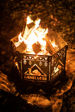 Load image to gallery viewer, CAMELGEAR black leather iron fire pit with rostol
