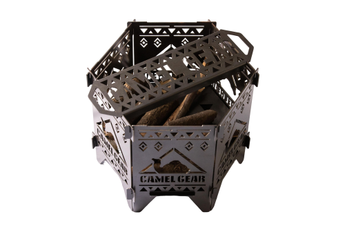 CAMELGEAR black leather iron fire pit with rostol